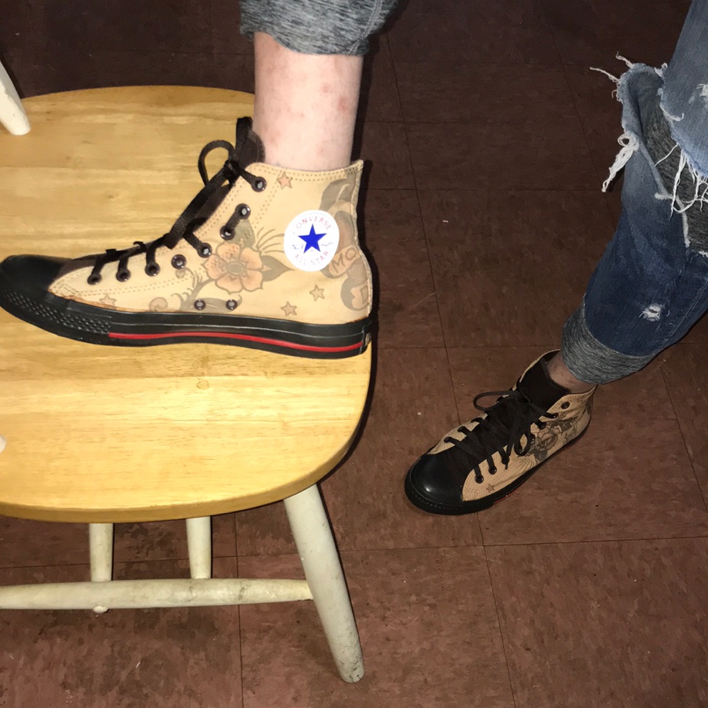 Rare Vintage Chuck Taylor Sailor Jerry Death Or Glory High Top Sneakers.